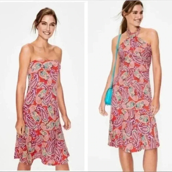 Boden Lilah Multi-Way‎ Dress Red Paisley Size 10P - Picture 1 of 11